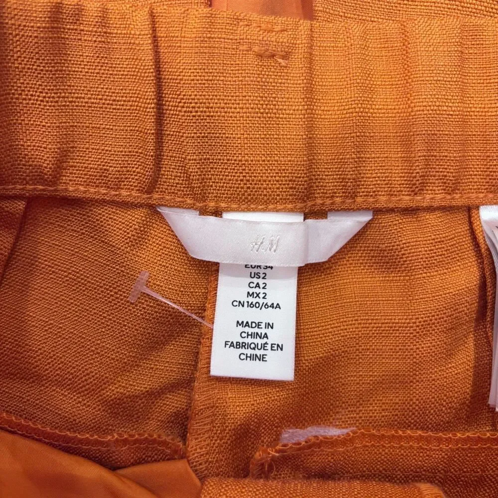 H&M Vibrant Orange Solid Pant Suit Set Jacket & Pants Women’s Size 2 Small